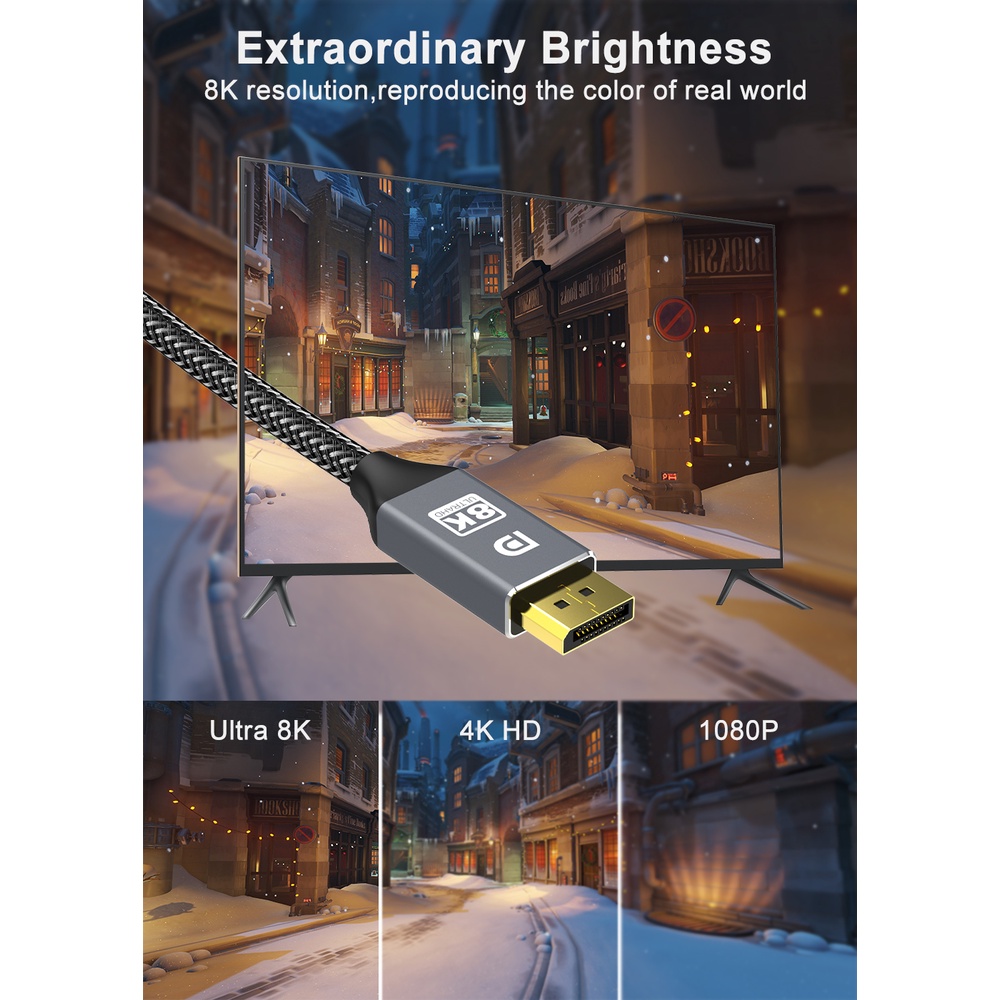 Dây Cáp Chuyển Đổi DP 1.4 Sang DP 8K 4K 144Hz 165Hz Cho PC Laptop TV DP 1.2 8K