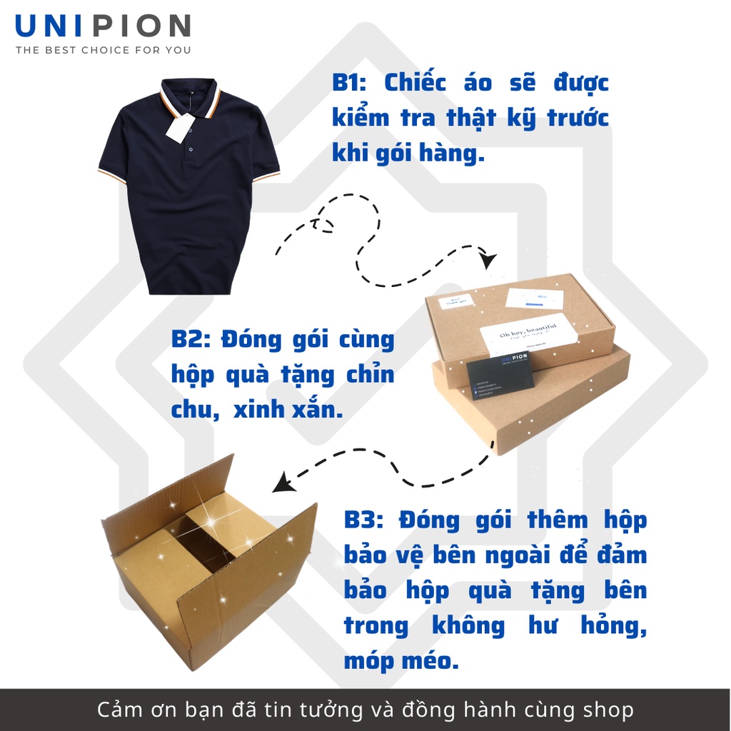 Áo POLO Nam UNIPION ngắn tay chất Cá sấu Cotton CVC bo viền thanh lịch, sang trọng kèm hộp quà tặng