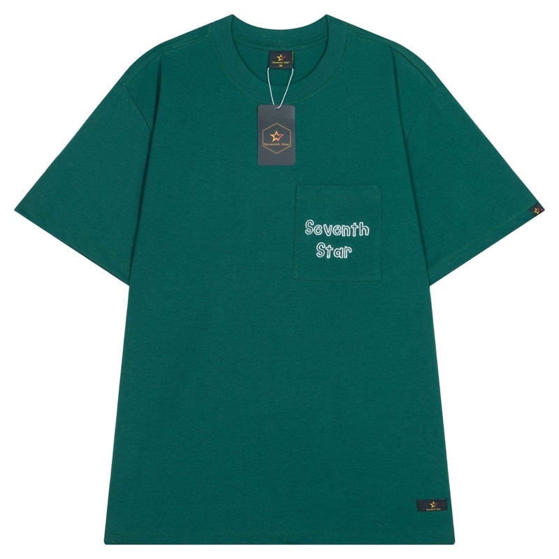 Áo thun SEVEVENTH STAR / phối túi logo thêu unisex oversized Màu xanh