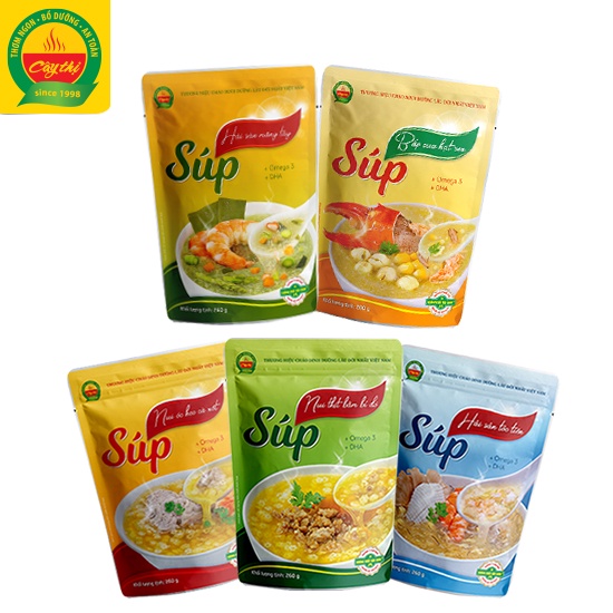 Combo 05 Gói Súp Dinh Dưỡng Cây Thị Nui Thịt Bằm, Nui Óc Heo