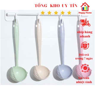 Muôi thủng 2 ngăn ăn lẩu môi muỗng vá ăn lẩu chuyên nghiệp nhựa lúa mạch chịu nhiệt tiện lợi Happy Home