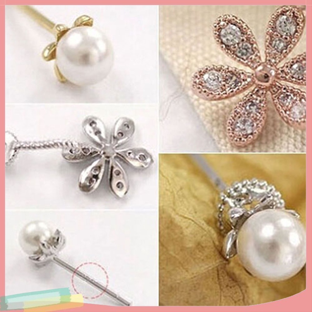 Đôi khuyên tai hình hoa đính kim cương ngọc trai giả thời trang cho nữ