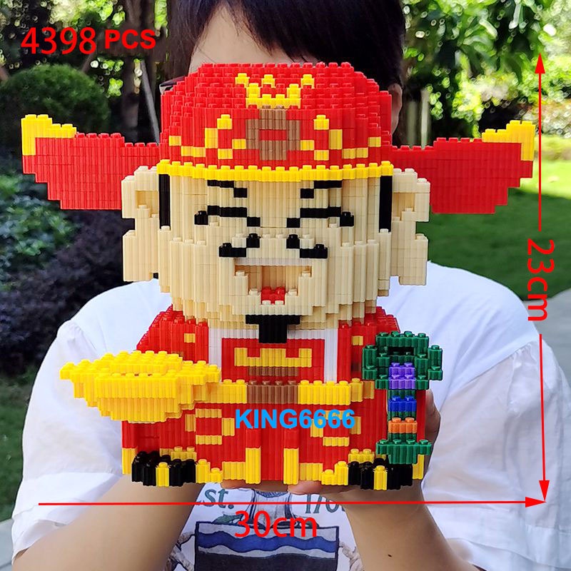 xếp hình ông thần tài tết 23cm Đồ chơi Xếp hình lắp ráp mô hình nano 3d cỡ lớn có tặng búa