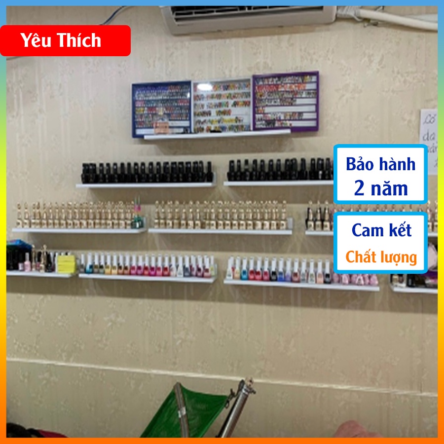 Kệ sơn nail treo tường bằng gỗ màu trắng