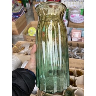 Lọ hoa thuỷ tinh decor vàng xanh