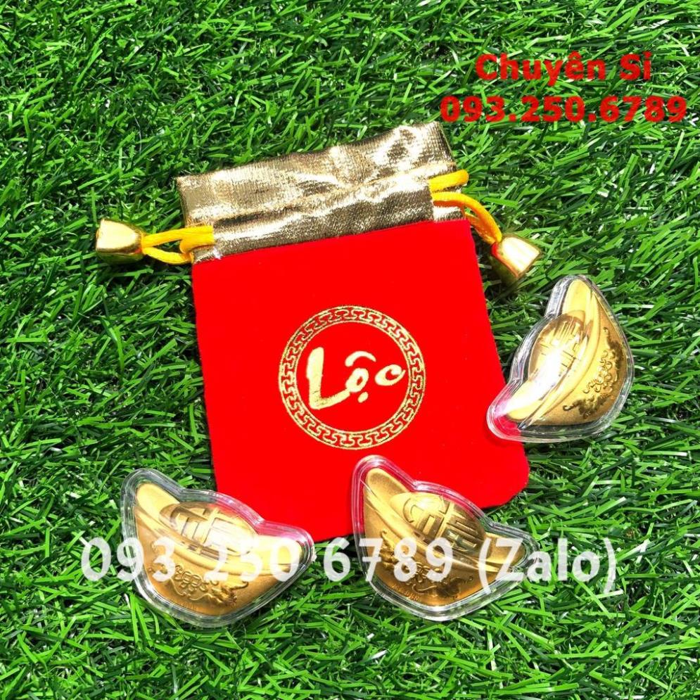 [HỎA TỐC] Thỏi Vàng Thần Tài Mạ Vàng Kèm Túi Gấm Phúc Lộc , Làm Quà Tặng Cực Vip Khai Lộc , Quà Tết