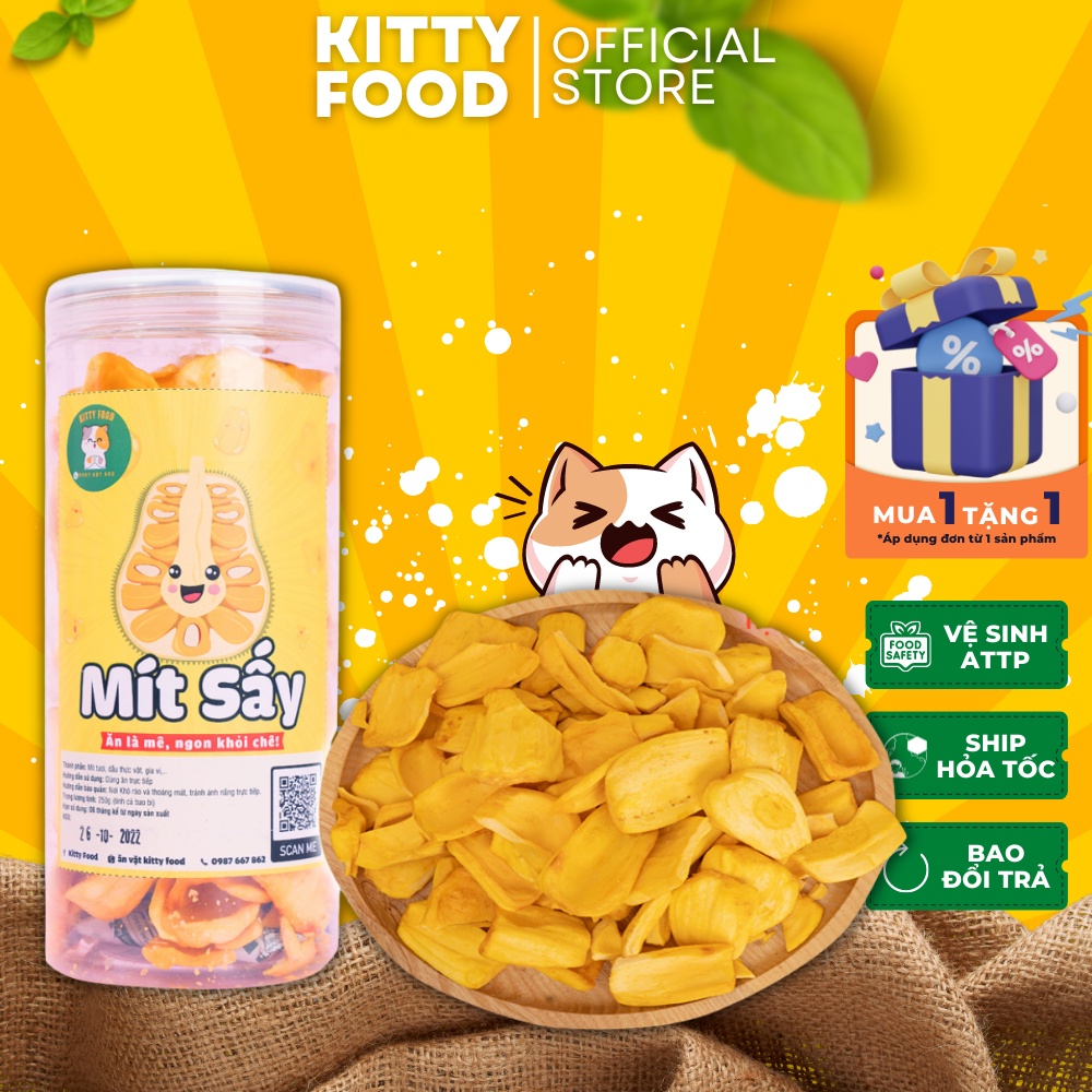 Mít thái sấy giòn vị ngọt tự nhiên Kitty Food 250gram đồ ăn vặt Sài Gòn vừa rẻ vừa ngon