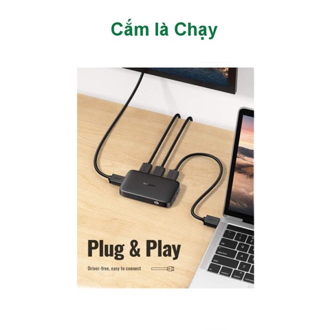 Bộ gộp HDMI 3 vào 1 ra hỗ trợ 4K@30Hz 3D 1080p Ugreen 80125  cao cấp - Hàng chính hãng