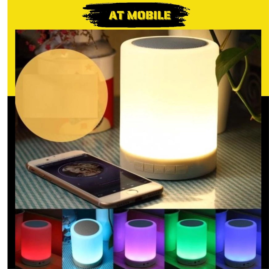 Loa Bluetooth Không Dây 2in1 Kết Hợp Đèn Ngủ, Đèn Led Cảm Ứng Đổi Màu Theo Nhạc
