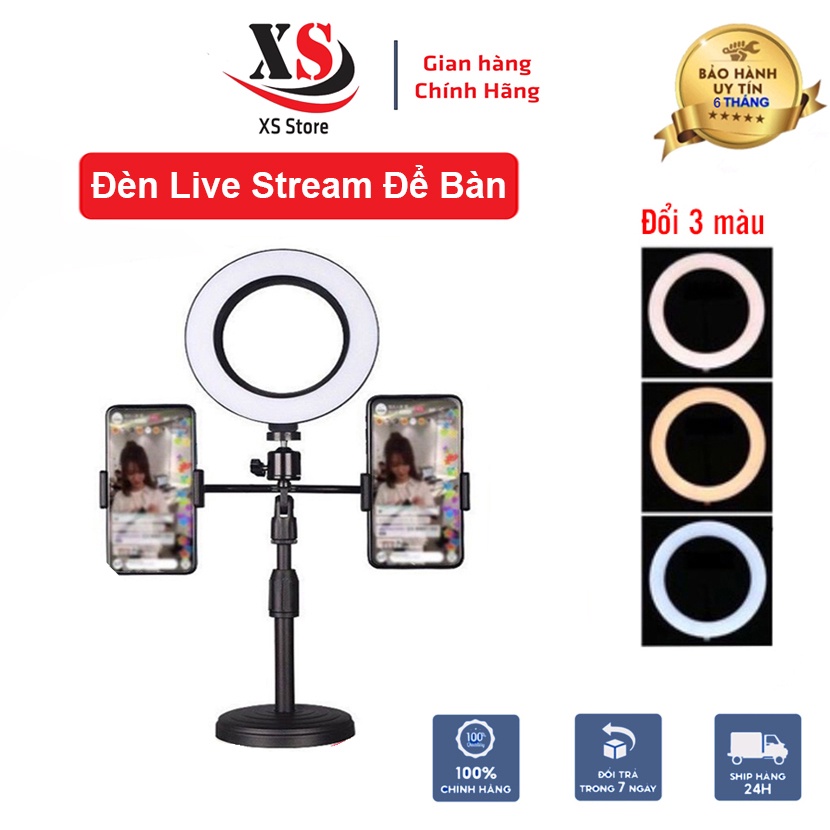 Đèn Livestream Để Bàn 16cm + 2 Kẹp, Bán Hàng, Chụp Hình, Quay Video, Make Up - XS Store