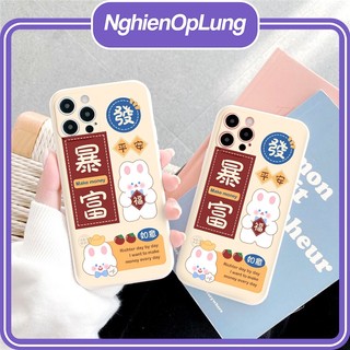 Ốp iphone ốp lưng iphone viền vuông bảo vệ camera hình Thỏ trắng Money cute dành cho IP6 đến IP14promax - li347
