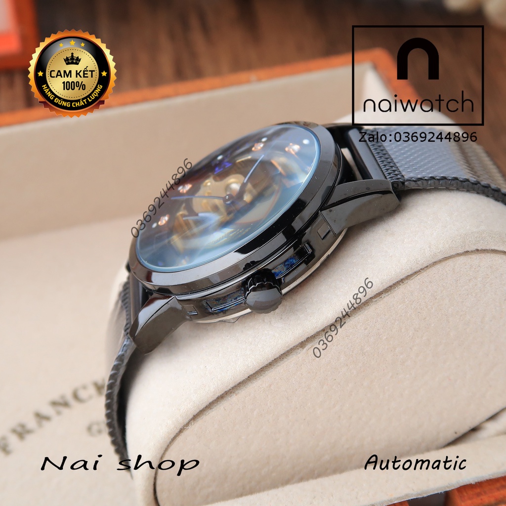 Đồng hồ nam Skmei cơ tự động full đen, dây lưới thép cực trẻ trung năng động