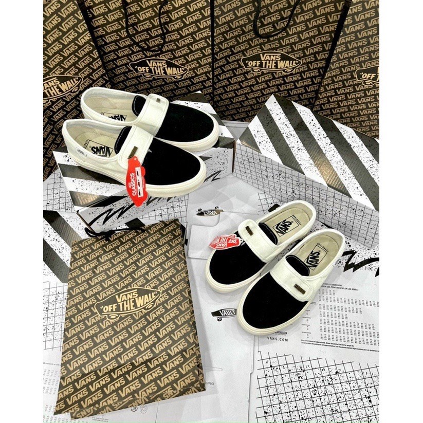 Giày Sneaker Vans Slip On Fear Of God Strap Black White Bản SC lười Trắng Đen ,Giày Vans Vault Old Skool Bản Chuẩn