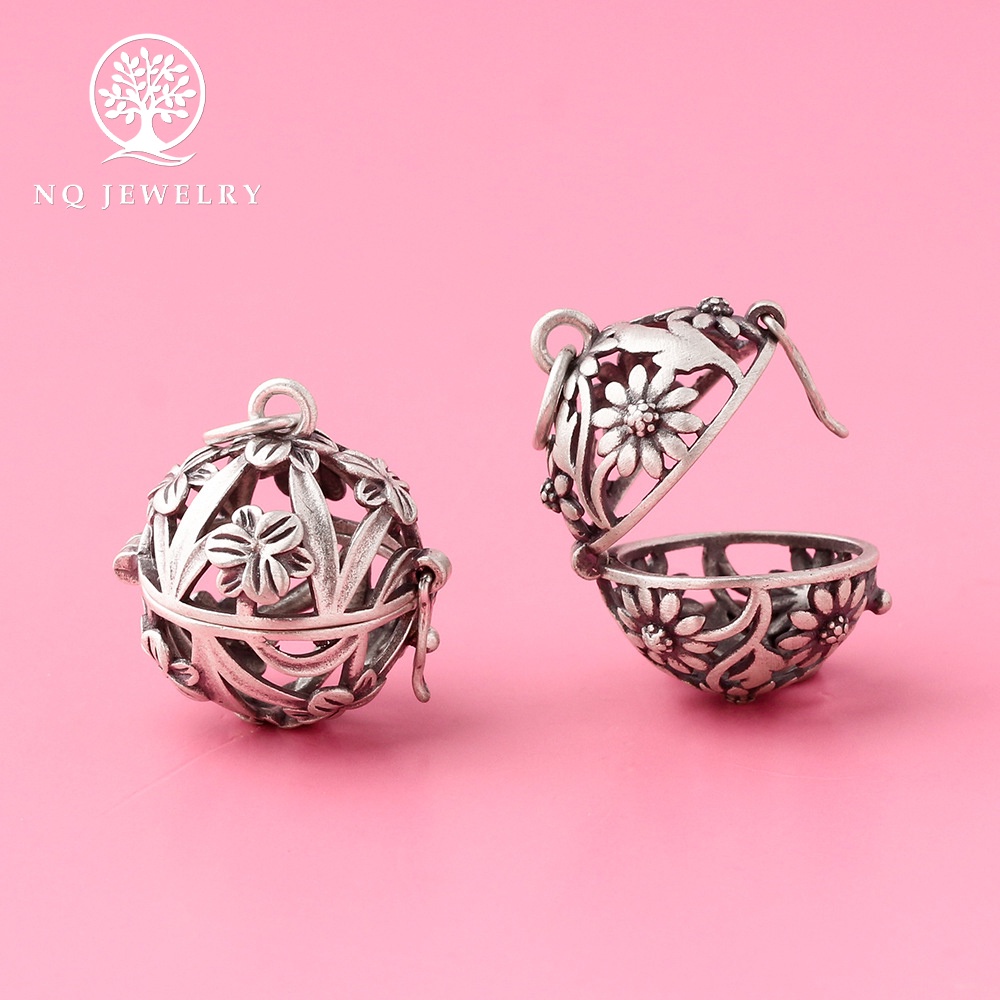 Charm bạc treo họa tiết đựng hạt - NQ Jewelry