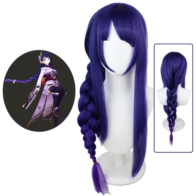 Game Genshin Impact Raiden Shogun Cosplay Cos Wig Coser Game Anime Synthetic Hair