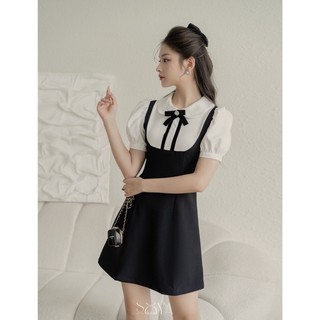 Đầm chữ A thanh lịch tay bồng kèm nơ đính đá - Deli Dress