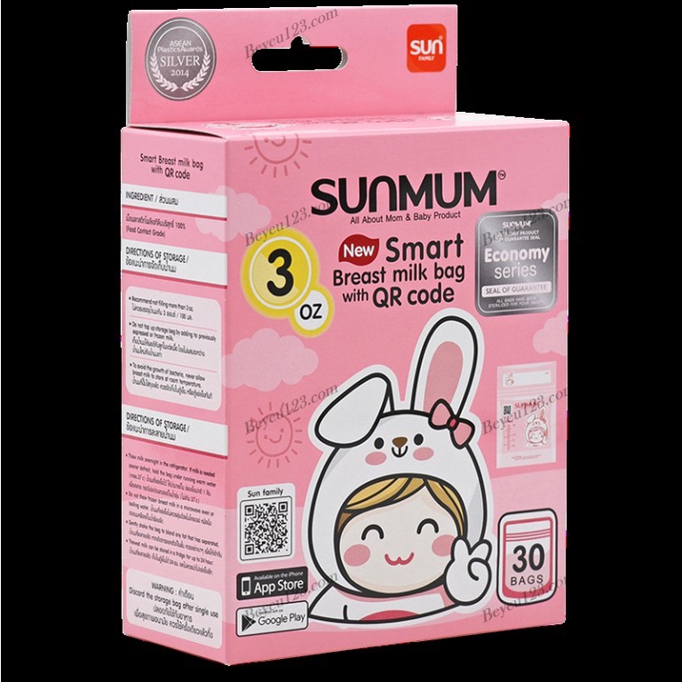 Combo 6 Hộp túi trữ sữa mẹ 100ml không BPA Sunmum - Thái Lan - SM