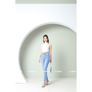 Quần jean ống đứng cạp cao basic co giãn 4 chiều CP07, CT JEANS