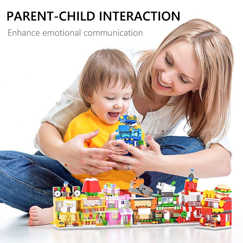 Đồ chơi mô hình lắp rápKiến trúc đường phố thương mại đô thị ghép xếp hình cho bé trai gái