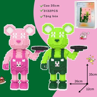 Set 2 bộ mô hình gấu bearbrick đồ lắp ghép bearbrick sưu tầm