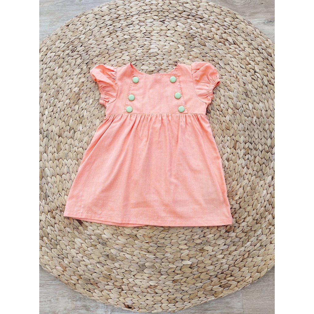 Váy Đầm Bé Gái BabyDoll Cổ Vuông 6 Nút -M192, M193, M194, M195