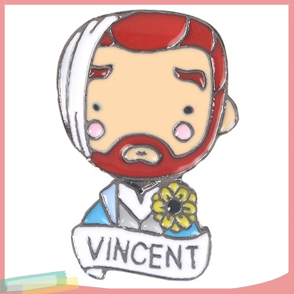 Trâm cài hoạt tiết Van Gogh in chữ Vincent bằng nhôm