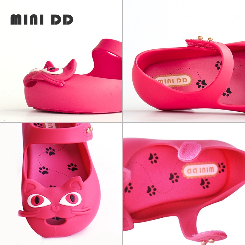 Giày mặt mèo kute nhựa thơm chuẩn hãng MINI DD siêu xinh cho bé gái