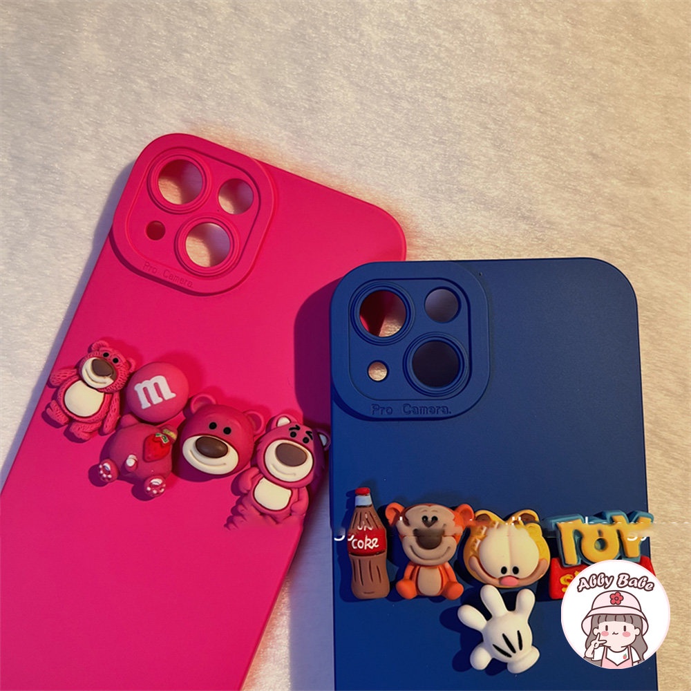 Ốp Điện Thoại TPU Mềm Chống Mồ Hôi In Hình Gấu Hồng Kiểu Hàn Quốc Cho IPhone 14 Pro Max 11 7Plus 13 12 11 Pro Max X XS