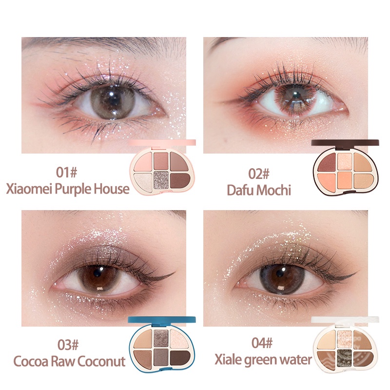 NOVO® 6 màu Bảng phấn mắt sắc độ lấp lánh mềm mượt trang điểm mắt tinh tế không thấm nước 7g