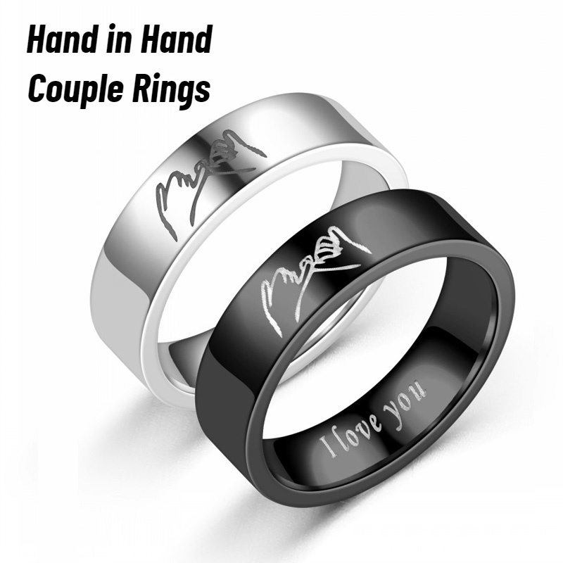 Nhẫn Cặp Đôi Bằng Thép Không Gỉ Phong Cách Vintage I Love You