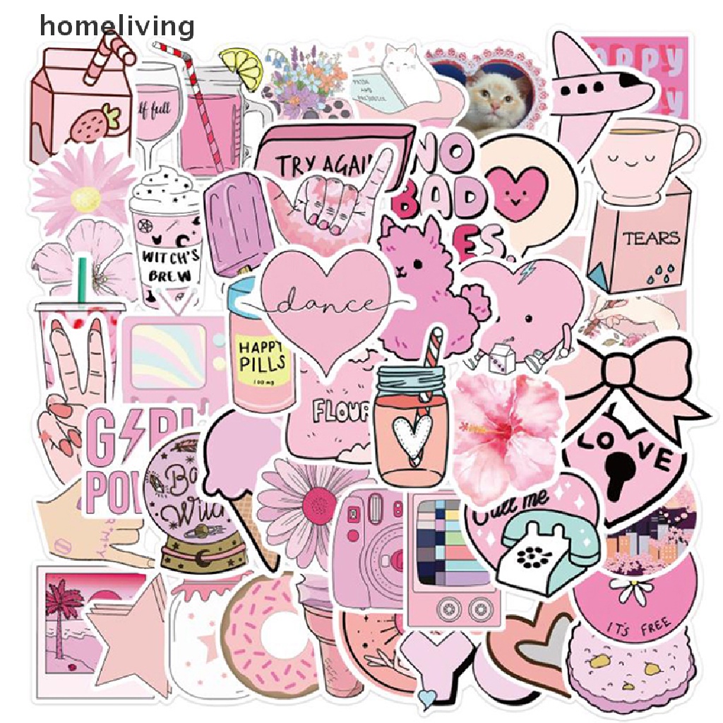 Bộ 50 Miếng Dán Họa Tiết Hoạt Hình Graffiti Trang Trí Ván Trượt / Guitar / Laptop