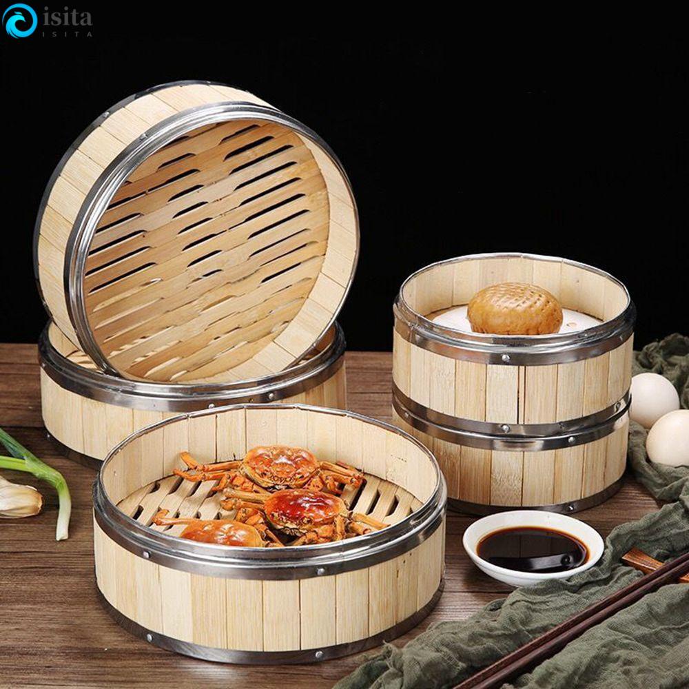 Xửng Hấp Bánh Bao Bằng Tre Có Tay Cầm Bằng Inox Tiện Dụng