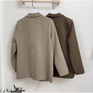 Áo blazer xẻ sau kèm khuy dáng báic 19006