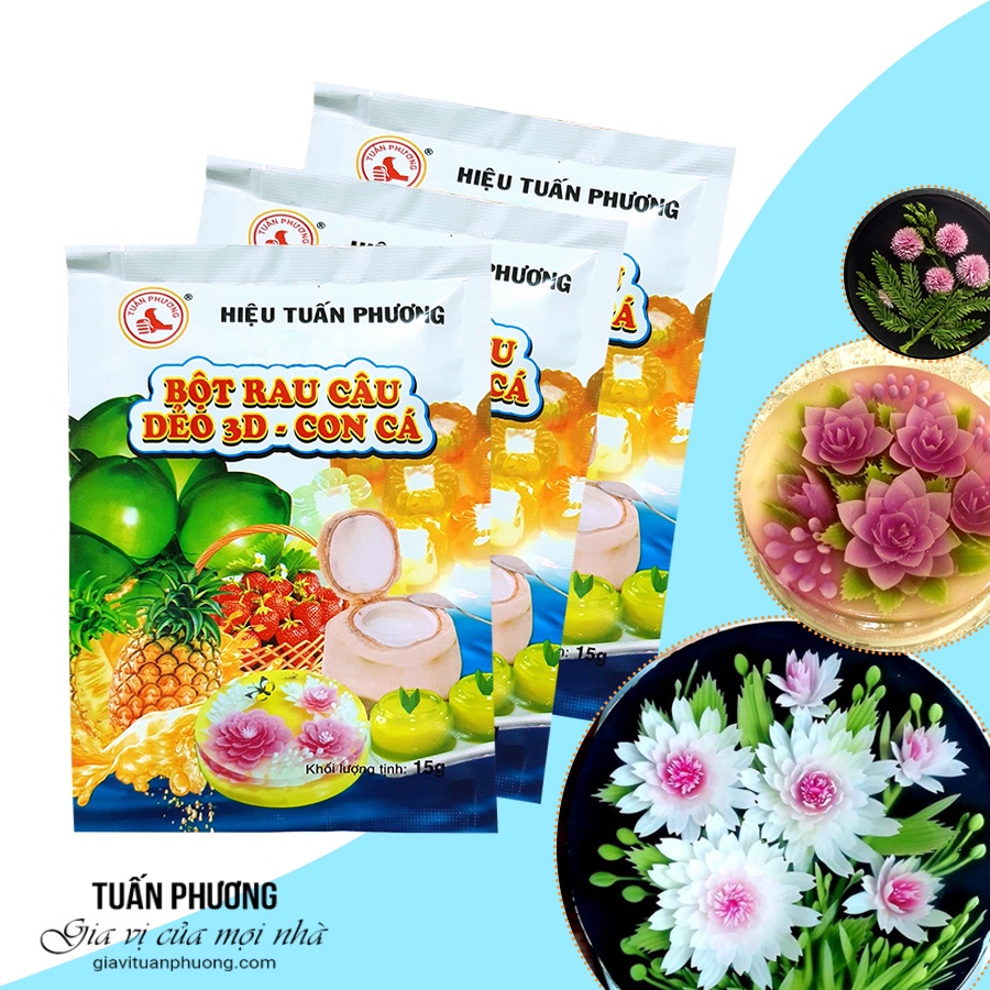 BỘT RAU CÂU DẺO 3D CAO CẤP THÙNG 120 GÓI-LÀM THẠCH SIÊU DAI ,SIÊU GIÒN