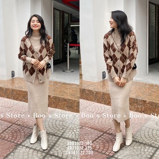 Chân váy boo's store chân váy len tăm dài