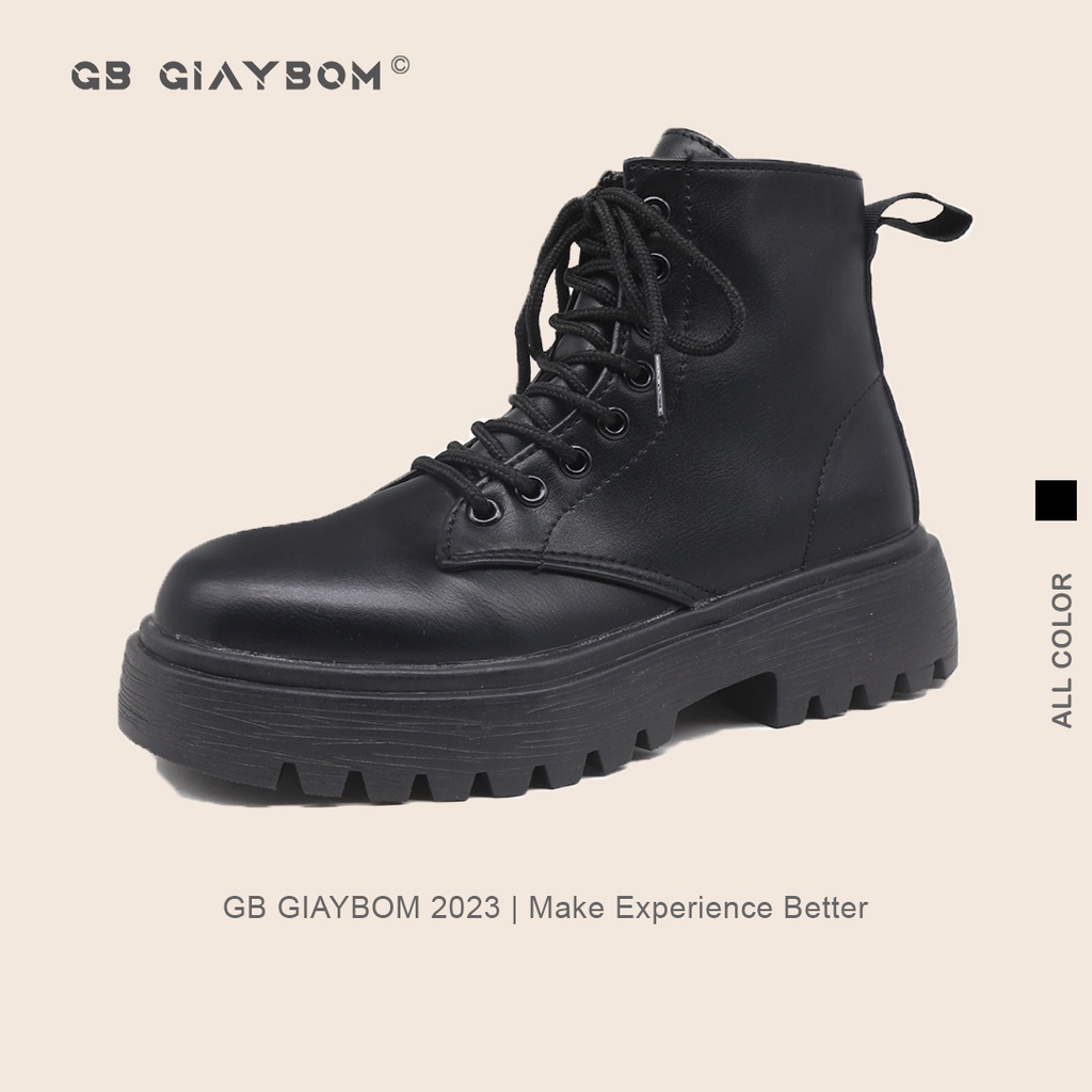 Giày Boot Cao Cổ Nữ Đen Cao Gót Da Bóng Khóa Kéo Bên Hông Thời Trang Mới Nhất Giày BOM GB B1970