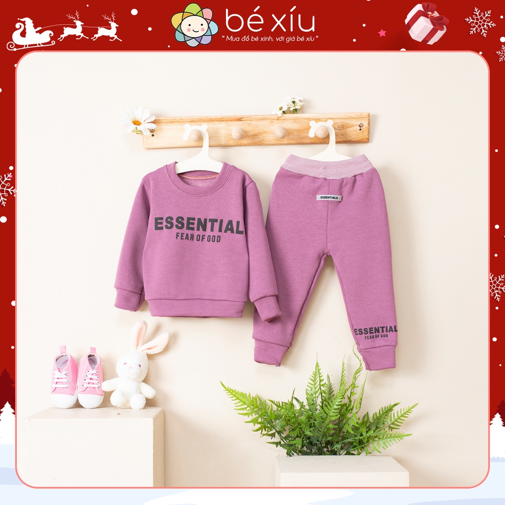 Bộ quần áo dài tay ESSENTIAL cực kỳ đáng yêu, vải nỉ lót lông, bộ mùa thu đông dành cho cả bé trai bé gái