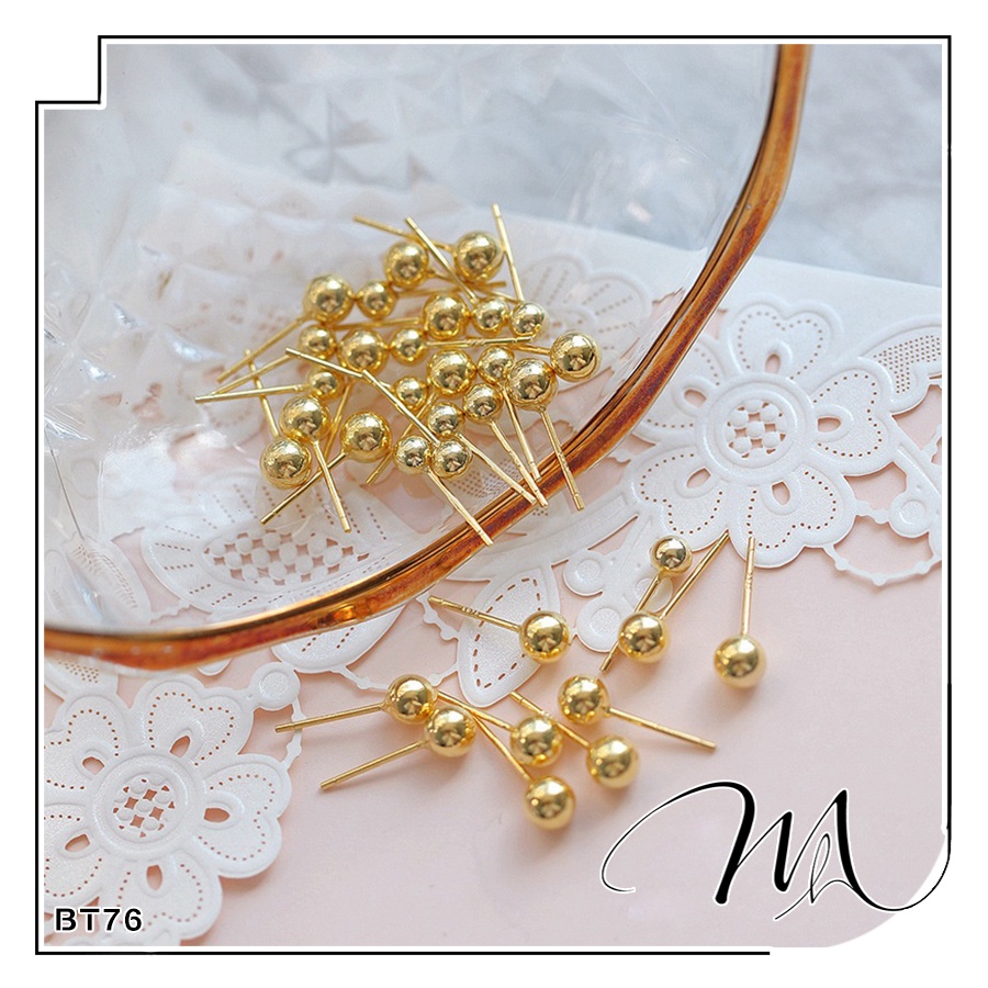 Bông tai nam nữ Unisex Titan hạt bi tròn nhỏ nhiều size - 1 cặp - Măng’s House BT76