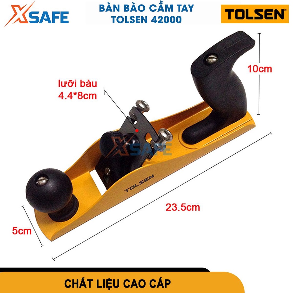 Bào gỗ cầm tay Tolsen 42000 kích thước bàn bào 235x44mm, chất liệu tay cầm PP tiện lợi - chính hãng