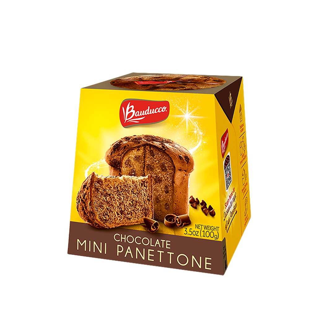 Bánh bông lan men tự nhiên nhân socola Ý Panettone Bauducco 100g