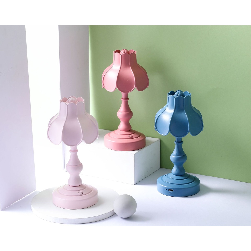 Đèn Ngủ LED Để Bàn Bảo Vệ Mắt Hình Hoa Sen Phong Cách retro