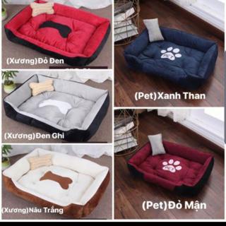 Giường ngủ ấm áp cho thú cưng, Nệm ngủ cho chó mèo hình Xương Đỏ Đen