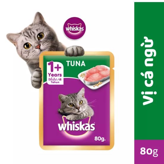 Pate cho mèo lớn WHISKAS dạng sốt - Thái Lan - 5 vị - Gói 80g
