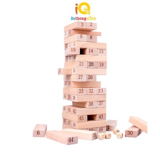 Đồ chơi xếp hình rút gỗ 54 thanh có xúc xắc cao cấp BeThongMinh