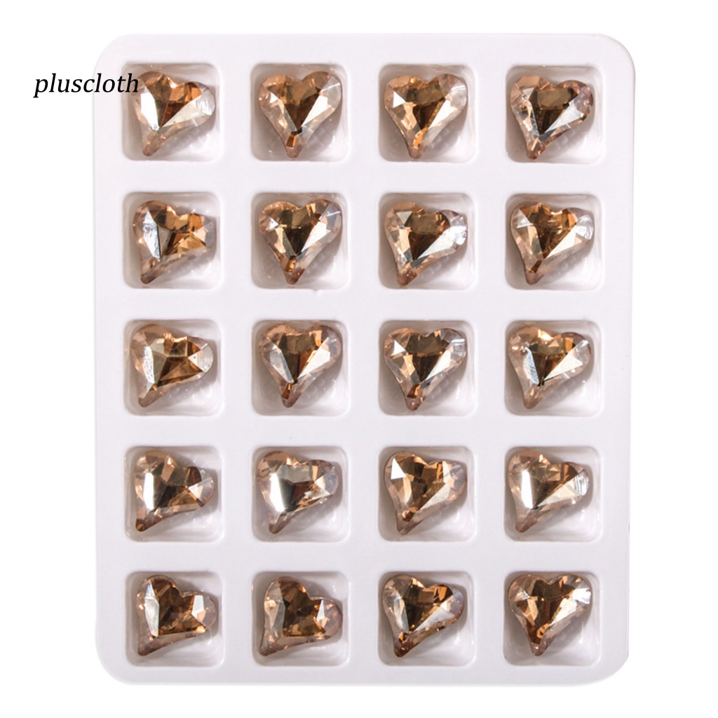 Bộ 20 Phụ Kiện Trang Trí Móng Tay Hình Trái Tim 3D Màu Sắc