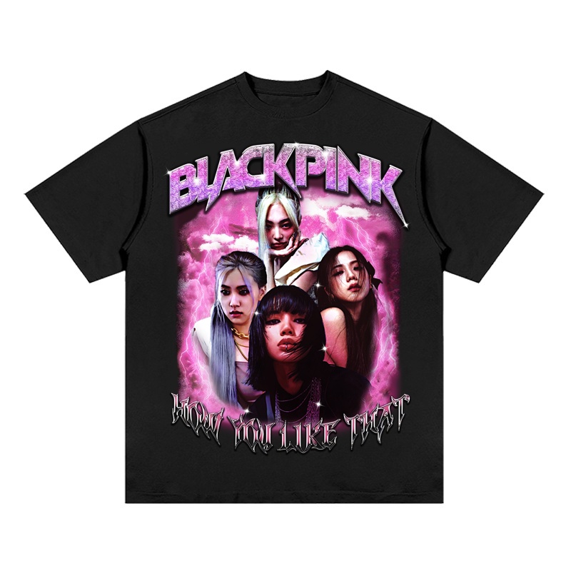 Áo Thun Nhóm BLACKPINK 100% Cotton Tay Lỡ Unisex - Đen/Trắng Cổ Tròn | Blackwork
