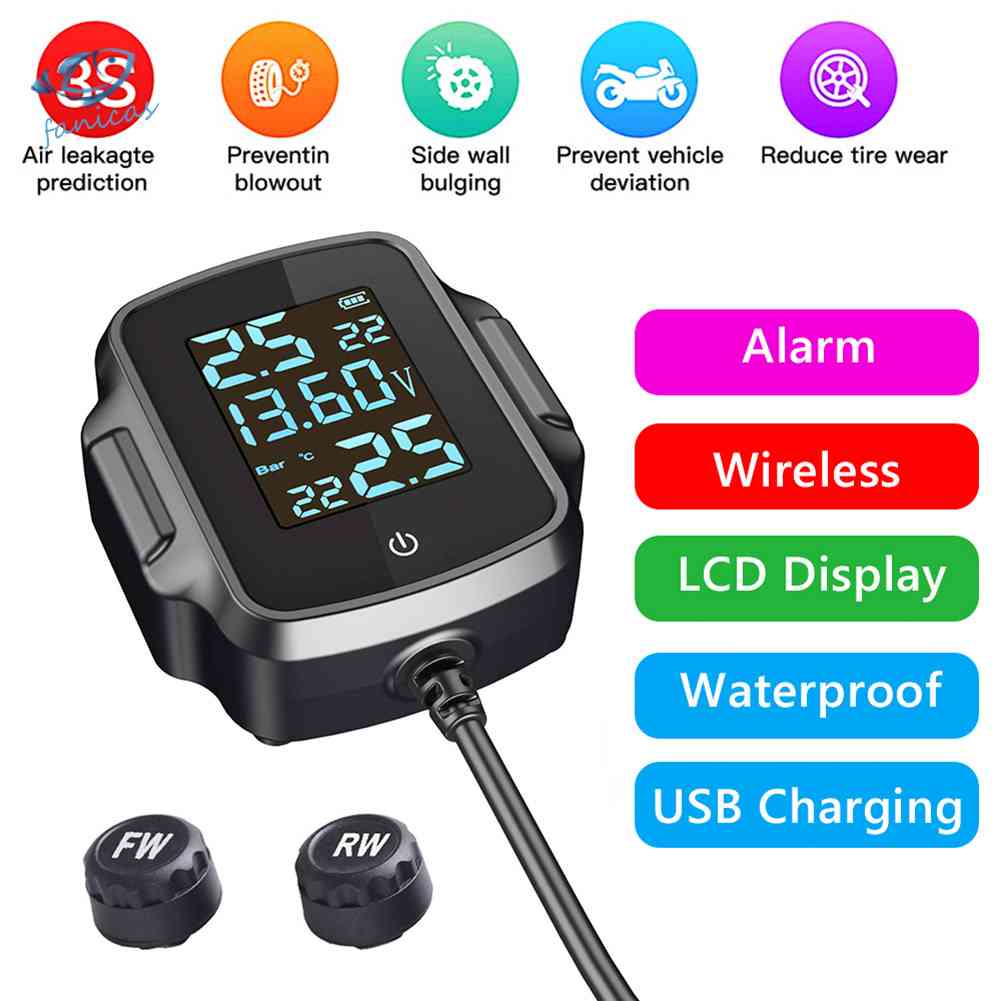 Mới Hệ Thống Giám Sát Áp Suất Lốp Xe Máy TPMS w / QC 3.0 USB Sạc Nhanh