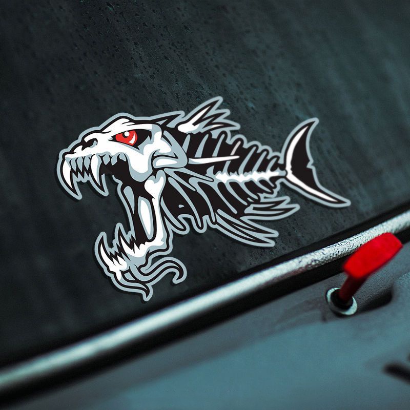 Piranha Cá xương Xương cá Nhãn dán phản chiếu Xe máy trang trí nhãn dán Nắp bình xăng Kính chắn gió Bumper Decal không thấm nước Áp dụng cho Honda City Smartkey Vision Lead Civic CRV Winner x Brio Future Dream Wave GX35 Jazz HRV Monkey Adv 150 PCX RSX Var