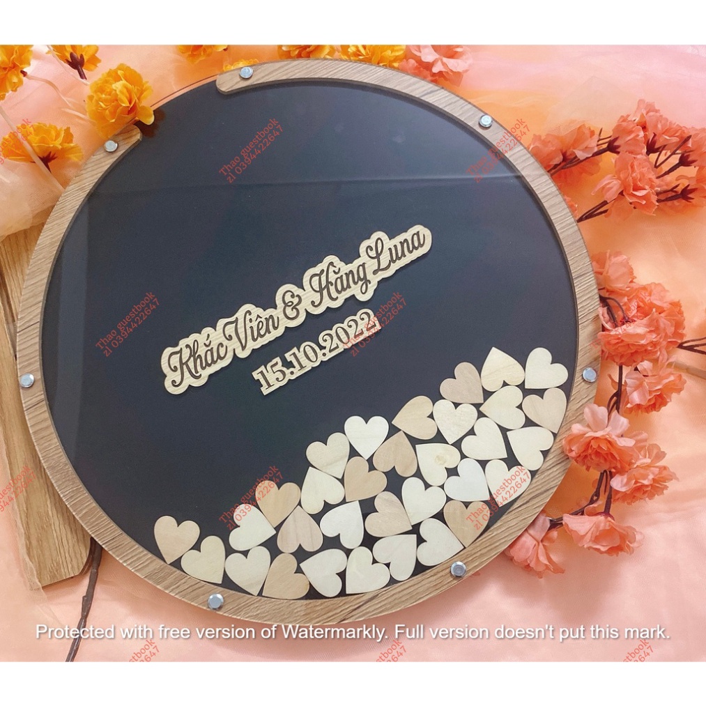 Hộp thả tim thegioipuzzle hình tròn cho tiệc cưới lưu giữ kỷ niệm, thiết kế theo yêu cầu