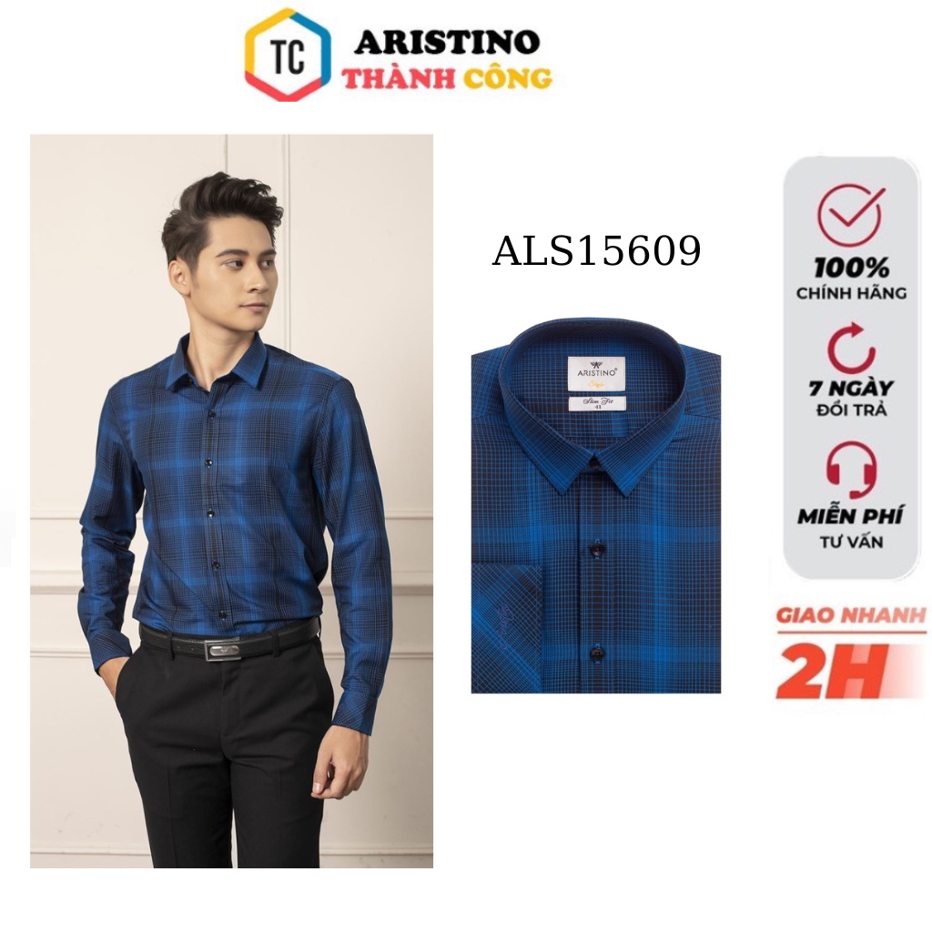 Áo sơ mi dài tay nam Aristino sợi sồi from slim tà lượn ALS15609